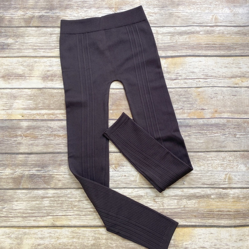 RD Style Textured Fleece Ribbed Legging Tights Gray Size XS/S, M/L